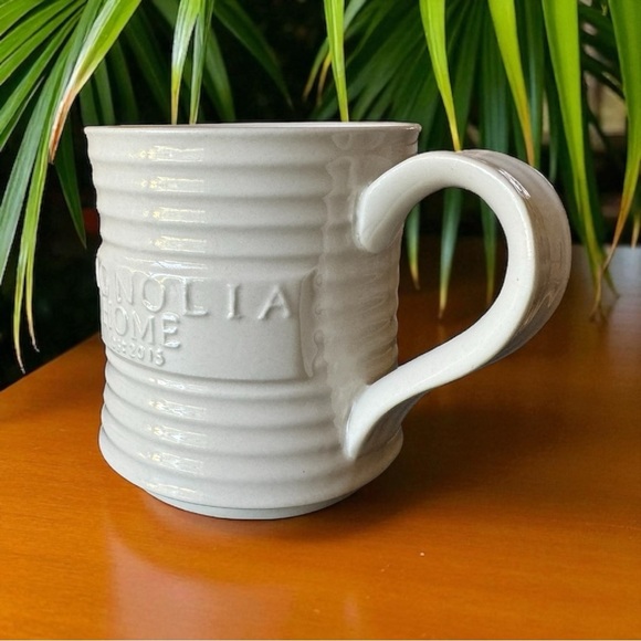 Magnolia Home Embossed Ceramic Mug – Ribbed White Stoneware - Picture 2 of 11